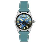 AVI-8 Spitfire Peanuts AV-4150 Orologio da uomo, 42 mm, Snoopy Flying Ace, automatico, edizione limitata, cinturino in pelle, azzurro, cinghia