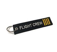 Aviamart® - Portachiavi da pilota | Etichetta per i primi ufficiali e capitani | Multicolore, Volo Crew 4 Righe Oro (Nero) - AVM-F-CREW-4-GLD