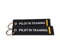 Aviamart®, portachiavi pilota per i primi ufficiali e capitani, set da 2 pezzi, multicolore, Pilota in Training 1 Gold Stripe (Nero) - AVMZ-2-PILOT-TRN
