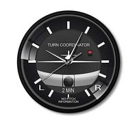 Aviation Classic Silenzioso Orologio da parete senza ticchettio Orologio da parete stile cabina di pilotaggio per aereo Orologio da parete Strumento per aeroplano Orologio(struttura in metallo)