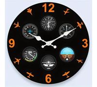 Aviation Pilot Dashboard Design Silenzioso Non ticchettio Orologio Da Parete In Legno Artificiale Decorazione Stile 30,5 x 30,5 cm