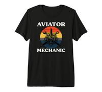 Aviator Mechanic Retro Aircraft Engine Aviation Maglietta Premium