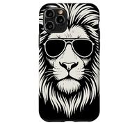 Aviator Sunglasses Lion Head Monochrome Streetwear Animal Custodia per iPhone 11 Pro