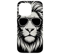 Aviator Sunglasses Lion Head Monochrome Streetwear Animal Custodia per iPhone 14 Pro Max