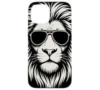 Aviator Sunglasses Lion Head Monochrome Streetwear Animal Custodia per iPhone 15