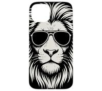 Aviator Sunglasses Lion Head Monochrome Streetwear Animal Custodia per iPhone 15 Plus