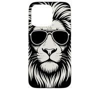 Aviator Sunglasses Lion Head Monochrome Streetwear Animal Custodia per iPhone 15 Pro Max