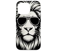 Aviator Sunglasses Lion Head Monochrome Streetwear Animal Custodia per iPhone 16 Pro