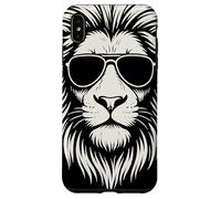Aviator Sunglasses Lion Head Monochrome Streetwear Animal Custodia per iPhone XS Max