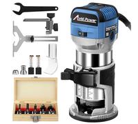 AVID POWER Router compatto per la lavorazione del legno, 6,5 Amp, 1,25 HP, router per legno a base fissa con punte per fresa, 6 velocità variabili, guida bordo, guida rullo, cappuccio antipolvere (blu