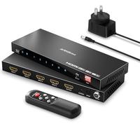 AVIDGRAM Switch HDMI a 4 porte 4K 120Hz, Switcher HDMI 2.1 4 in 1 out 8K 60Hz con estrattore audio Toslink 3,5 mm e telecomando, 16 modalità EDID, HDCP 2.3, HDR10, VRR, ALLM, QFT, CEC