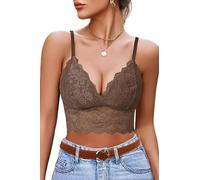Avidlove Canotta da donna in pizzo sexy bustier non imbottito scollo a V crop top base bralette spaghetti strap canotta per uscire lingerie abiti, Marrone, XL