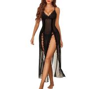 Avidlove Lingerie - Babydoll in Pizzo Sexy da Donna, Completo con Camicia da Notte Trasparente e Scollo a V, negligé, Set di Lingerie Nero S