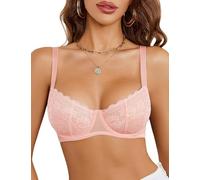 Avidlove Reggiseno da donna in pizzo floreale non imbottito push up Dirndl BH classico balconcino con ferretto Bralette biancheria intima per tutti i giorni, rosa, S