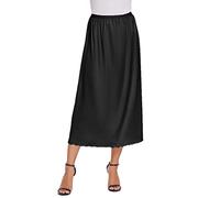 Avidlove Sottogonna da Donna Sottogonna Confortevole Moda Estiva per Gonna a Tubino Femminile Lunghezza al Ginocchio Raso Mezza Lunghezza 36" Lungo Pizzo Nero XL