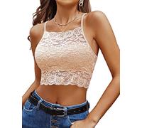 Avidlove Top Corto Sexy da Donna Canottiera in Pizzo Beige L