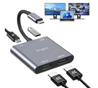 Avigers Hub USB C (4 in 1), Adattatore da USB C a Dual HDMI with 2 HDMI, USB 3.0, PD, USB C to hdmi Splitter for Usb C Port Laptops, Tablets (Single HDmi 4K@60HZ and dual HDMi 4K@30Hz)