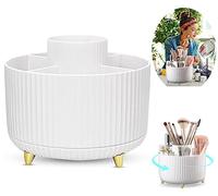 AVIGIS 14 * 14 * 13.5cm astuccio per cosmetici organizzatore organizzatore di trucco girevole a 360° organizzatore organizer 5 griglie astuccio per ombretto rossetto organizer per cosmetici (Bianco)