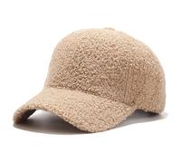 Avilego Berretto da baseball invernale da donna, in lana d'agnello, tinta unita, caldo berretto da baseball per viaggi all'aria aperta, cachi, Taglia unica