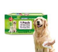 Avilia - 40 Salviette Cane all’Aloe Rinfrescanti e Delicate per Cani e Gatti, Pulizia Quotidiana Zampe e Pelo, Uso Rapido con Apertura Pop-Up, Azione Deodorante e Lenitiva
