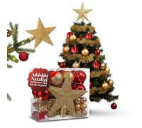 Avilia Addobbi Natalizi in Rosso e Oro 44 Pezzi per Albero e Casa con Palline e Forme Varie, Finiture Lucide e Opache, Facili da Appendere e Infrangibili per un Natale Luminoso e Raffinato