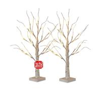 Avilia - Alberelli Illuminati con 24 Luci Calde a Batteria, Decorazioni Natalizie LED Effetto Betulla Set 2 Pezzi per Casa ed Interni, Ideali come Addobbi Natalizi Eleganti e Albero di Natale Mini