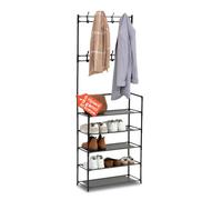 Avilia - Appendiabiti da Terra con Scarpiera a 5 Ripiani in TNT, Struttura Solida e Salvaspazio per Ingresso, Camera o Bagno, Facile da Montare e Pulire