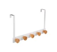 Avilia Appendiabiti per Camera da Letto e Bagno - Appendiabiti Appendibile con 5 Teste, in Metallo e Bambù, 33x5x20cm, Bianco e Marrone