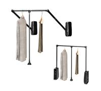 Avilia Appendiabiti Saliscendi Telescopico per Armadio in Acciaio, Nero - Larghezza Regolabile 83-115 cm, Carico Max 12kg - Installazione Facile, Perfetto per Ogni Armadio