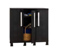 Avilia Armadio Basso da Garage a 3 Ante e 2 Ripiani Regolabili 97x37x93cm Nero - Soluzione Compatta per Organizzare Attrezzi e Utensili