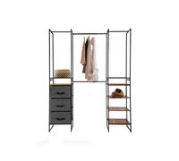 Avilia Armadio Estensibile Modulare Nero, 6 Moduli con 3 Cassetti e 4 Ripiani, Salvaspazio e Personalizzabile per Camera e Salone, 180x46.5x198cm