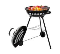 Avilia Barbecue a Carbonella in Acciaio 65x55.5x86.5 cm, BBQ con Coperchio Ermetico, Ruote e Maniglie Ignifughe, Griglia Circolare 43 cm e Vassoio Raccogli Cenere - Ideale per Grigliate all’Aperto