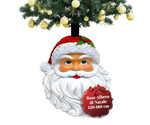 Avilia Base e Rialzo Albero di Natale, 120-180 cm | Design Babbo Natale Dipinto a Mano, Ø Aggancio 3,7xH9,5 cm, Supporto Decorativo Robusto e Resistente, Stabilità e Atmosfera