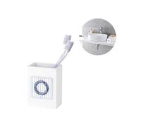 Avilia Bicchiere Porta Spazzolini - Porta Spazzolini Rettangolare in Resina, 6x8x11cm, Bianco e Blu