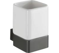 Avilia Bicchiere Portaspazzolini - Contenitore Porta Spazzolini con Supporto da Muro, in Ceramica, 7.3x10.4x10.2cm, Bianco