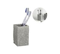 Avilia Bicchiere Portaspazzolini - Contenitore Porta Spazzolini Rettangolare, in Poliresina Effetto Granito, 6.5x10.6x6.5cm, Grigio