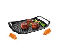 AVILIA Bistecchiera Smart Click Antiaderente - Piastra Rigata 42x28 cm, 2 Zone Termiche, Compatibile con Induzione - Manici in Silicone, Lavabile in Lavastoviglie - Include Presini in Omaggio