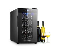 Avilia Cantinetta Frigo Silenziosa per Vini 8 Bottiglie 65W - Mini Frigo Termoelettrico con Display LED, Temperatura Regolabile 12-18°C, Auto Defrost - Cantinetta Vino Nera da 25L