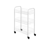Avilia Carrello a 3 Ripiani | Carrello Multiuso | Accessorio per il Bagno | Carrello per la Cucina | Carrello Portautensili | Carrello per Ufficio | Carrello in Metallo 40x26x62cm, Bianco