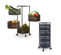 Avilia - Carrello con Ruote Portatutto - Carrello Alto con 4 Cestelli - Carrello Portatutto Nero Struttura Robusta in Metallo - Carrello per Organizzare Cucina, Bagno, Ufficio, 90x32x32 cm