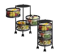 Avilia - Carrello con Ruote Portatutto - Carrello Alto con 5 Cestelli - Carrello Portatutto Nero Struttura Robusta in Metallo - Carrello per Organizzare Cucina, Bagno, Ufficio, 90x32x32 cm