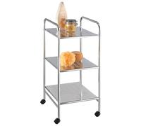 Avilia Carrello Portaoggetti 3 Ripiani con Rotelle Salvaspazio, Metallo Argento, Ideale per Bagno e Cucina, 32x71x36.5cm