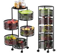 Avilia - Carrello Portatutto con 5 Cestelli e Ruote - Struttura Robusta in Metallo Nero - Organizza Cucina, Bagno, Ufficio - 90x32x32 cm