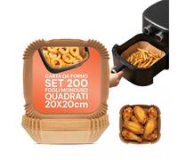 Avilia - Carta Forno per Friggitrice ad Aria 4,5 cm di Altezza, 100% Biodegradabile e Impermeabile, Ideale per Cottura Sana Senza Olio, Confezione Rigida Apri e Chiudi (Quadrata 20x20 cm, 200, unità)