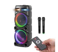 Avilia - Cassa Bluetooth 800W con Microfoni Wireless, Luci LED RGB e Telecomando | Speaker Portatile Potente per Karaoke e Feste, Batteria Ricaricabile fino a 8 Ore di Autonomia