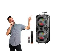 Avilia Cassa Karaoke Bluetooth Wireless con Microfono Integrato, Effetto Eco, Illuminazione LED Colorata - Casse Amplificate Portatili, Batteria 2400mAh, Perfetta per Feste ed Eventi