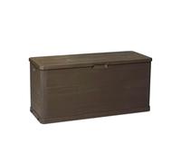 Avilia Cassapanca Portaoggetti da Esterno - Baule per Attrezzi e Articoli da Giardinaggio, in Resina Resistente e Pannelli in Legno, 280L, 117x45x56cm, Marrone