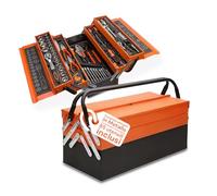 Avilia - Cassetta Attrezzi in Metallo con 5 Scomparti Pieghevoli, Set Attrezzi da Lavoro Completo 85 Pezzi, Porta Utensili per Uso Professionale e Fai da Te Resistente e Sicura