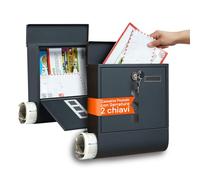 Avilia Cassetta Postale da Esterno in Acciaio Inox Impermeabile con Serratura e 2 Chiavi - Cassetta della Posta Antipioggia Anti-Ruggine, Design Moderno Grigio Antracite (10x34x30cm)