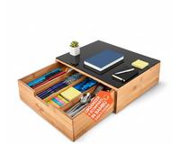 Avilia - Cassettiera Organizer in Bambù con Ripiano in Vetro 30x30x10cm, Cassetto Porta Capsule e Cialde Ideale per Casa e Ufficio, Design Elegante Multiuso e Resistente